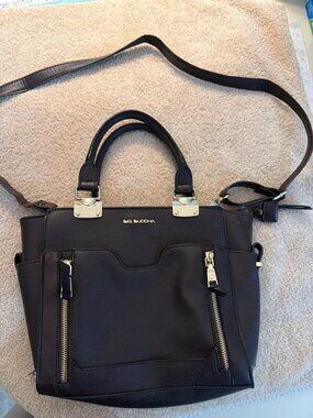 Big Buddha Brown Faux Leather SKU292 Satchel Crossbody Bag Gold Hardware